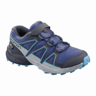 Salomon SPEEDCROSS CLIMASALOMON™ WATERPROOF - Lasten Polkujuoksukengät - Laivastonsininen/Sininen